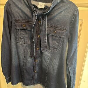 CAbi Indigo Denim Tie-Front Shirt